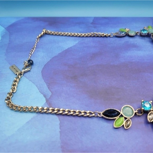 The Limited green blue flower 💠shaped chunky rhinestone gold tone - Picture 12 of 15